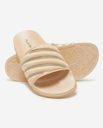 Chaussons femme beiges avec zircons cubiques Erikis - Footwear