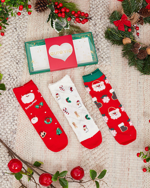 Royalfashion Chaussettes de Noël en boîte 3/pack