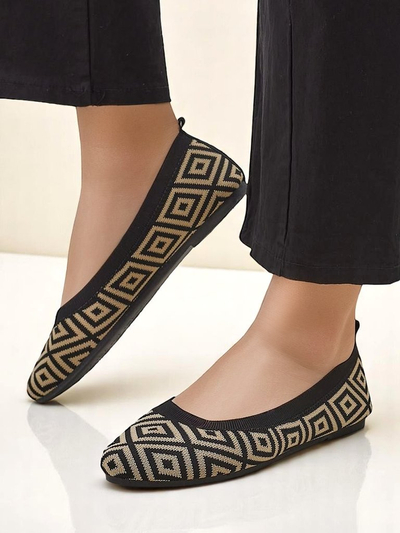 Royalfashion Ballerines en tissu pour femmes à imprimé géométrique Métrique