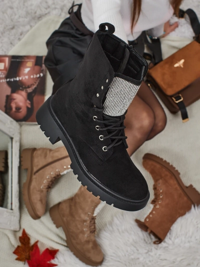 Bottines lacées en suède écologique pour femmes Ferlyne