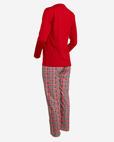 Pyjama 2 pièces rouge pour femmes avec bonhomme de neige- Vêtements
