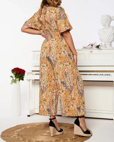 Combinaison à motifs pour femme en orange - Vêtements