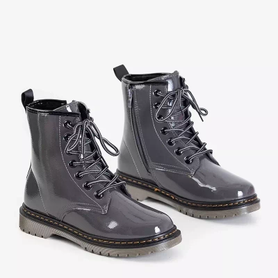 OUTLET Boots femme laquées gris foncé Lesita - Chaussures