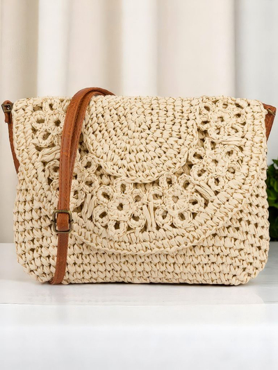 Royalfashion Petit sac à main en paille pour femme Sunny Stripes Mini