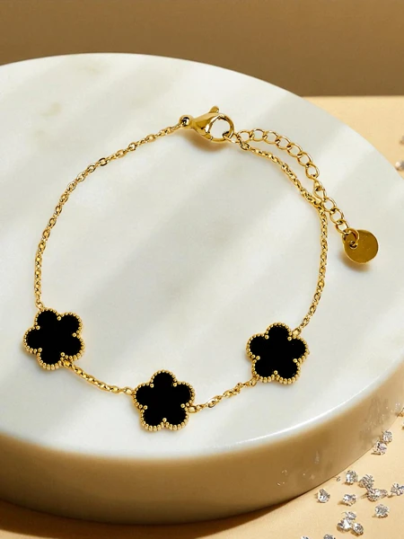Bracelet Callisto Nero avec motif de fleur