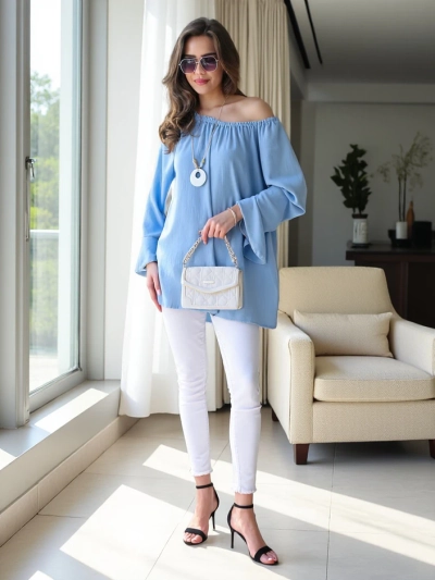 Chemisier Royalfashion pour femme inspiré du style espagnol avec volants