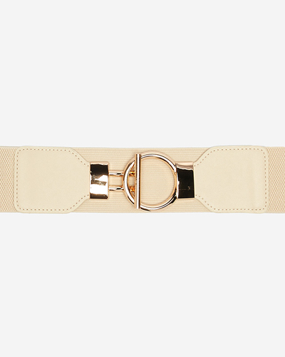 Ceinture élastique avec grande boucle beige dorée - Accessoires