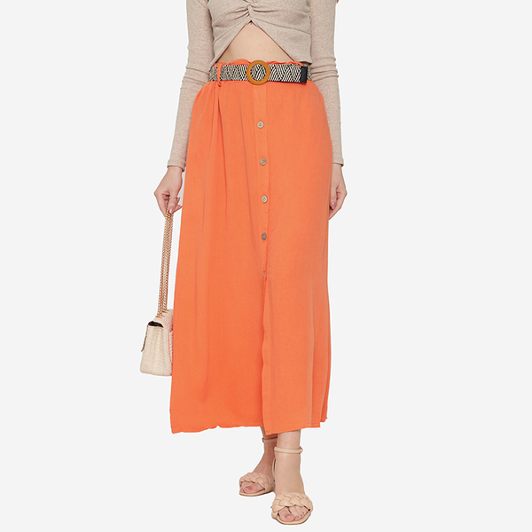 Jupe midi orange pour femme - Vêtements