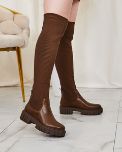 Royalfashion Bottes à enfiler pour femmes en marron Sennosea