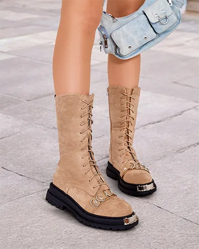 Royalfashion Bottes à lacets pour femmes Werces