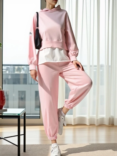 Royalfashion Ensemble en coton pour femmes avec une insertion ressemblant à une chemise