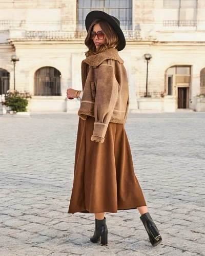 Jupe midi femme Royalfashion en suédine