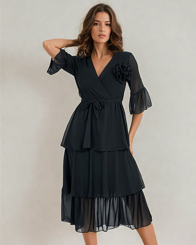 Royalfashion Robe midi à volants pour femme