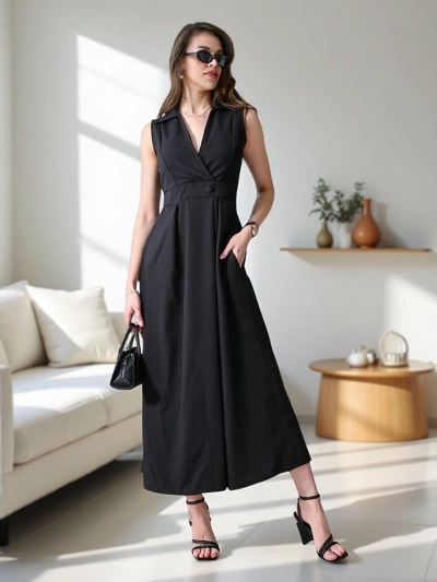 Robe sans manches Royalfashion pour femmes avec un décolleté croisé Bizness