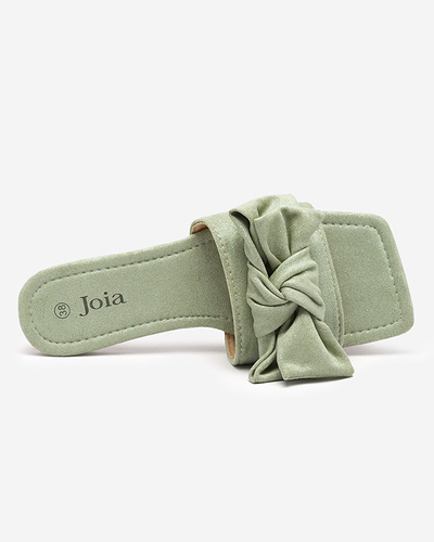 Chaussons femme verts avec nœud textile Kelisso - Footwear