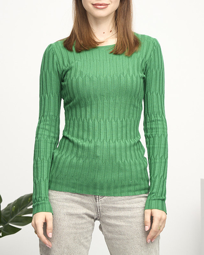 Pull côtelé vert femme - Vêtements