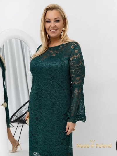 Robe midi en dentelle pour femmes à manches larges Kiss Star