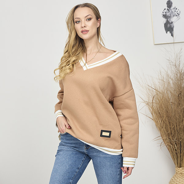 Sweat-shirt isolé pour femme en marron clair- Vêtements