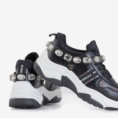 OUTLET Chaussures de sport pour femmes noires avec zircones cubiques Frewan - Footwear