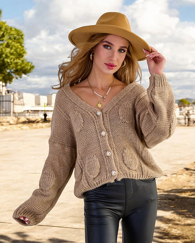 Royalfashion Pull tricoté pour femme avec boutons
