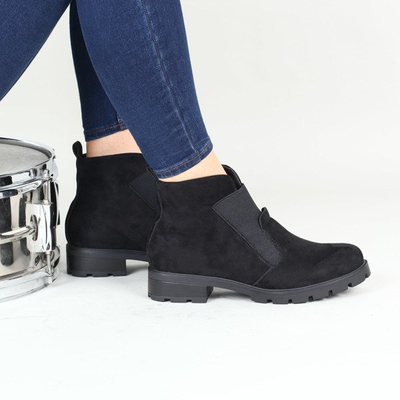Czarne botki zamszowe Aranza- Obuwie