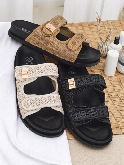 Sandales Royalfashion à enfiler pour femmes avec tresse Delibeli