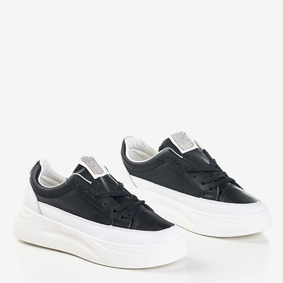 Baskets pour femmes noires et blanches avec zircone cubique Melenika - Footwear