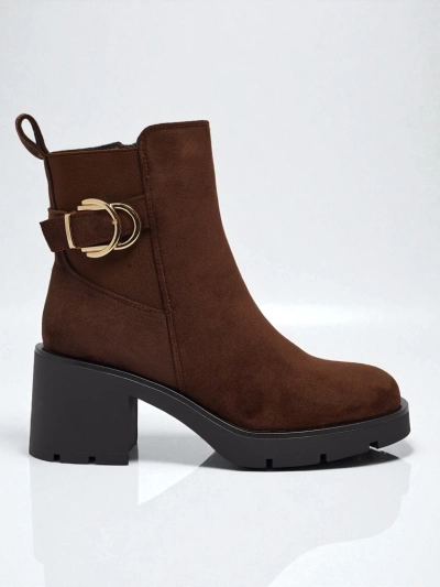 Bottines femme en daim écologique à talon bloc Solenya