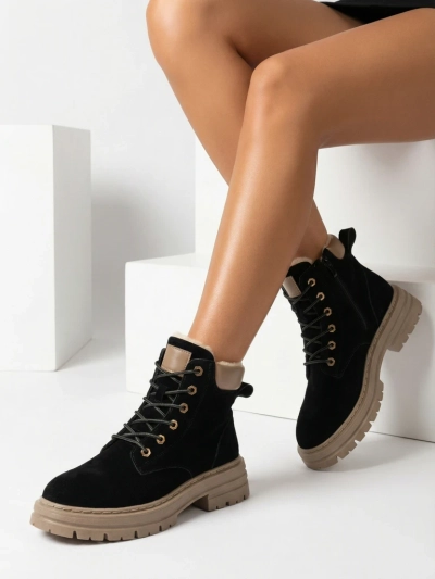 Royalfashion Bottes de trappeur isolées pour femmes, noires et marron Radoras