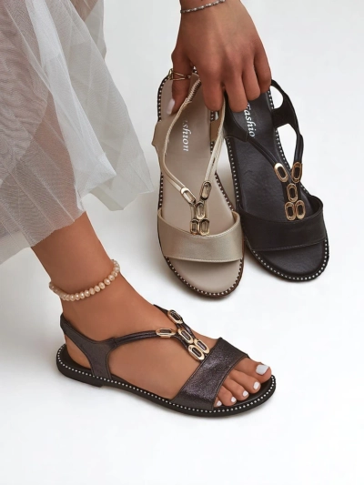 Royalfashion Sandales pour femmes avec lanières décoratives Siena Glow
