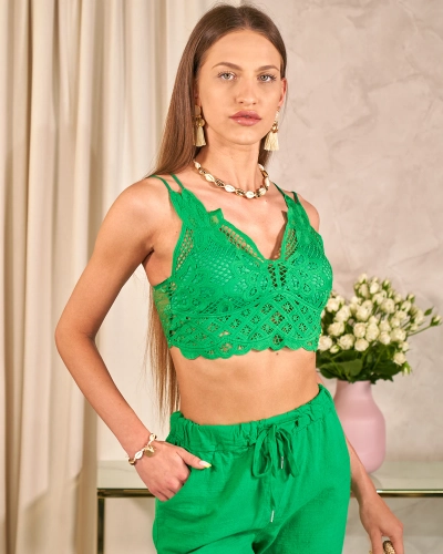 Royalfashion Top en dentelle verte pour femmes