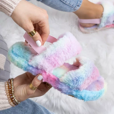 Babouches femme multicolores en fourrure Narda - Footwear