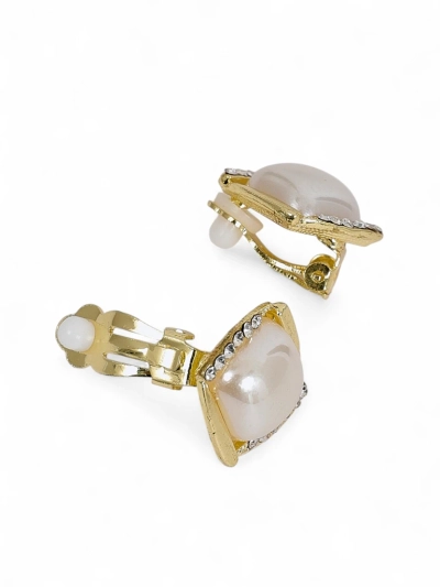 Boucles d'oreilles clips pour femmes avec perle