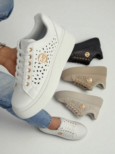 Aurelia Bianca – Sneakers Plateforme Blanches Royalfashion Écru