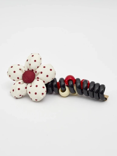 Royalfashion Élastique à cheveux spirale avec une petite fleur Blossom Coil