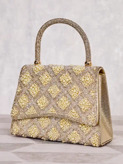 Royalfashion Petit sac à main pour femmes avec strass et perles