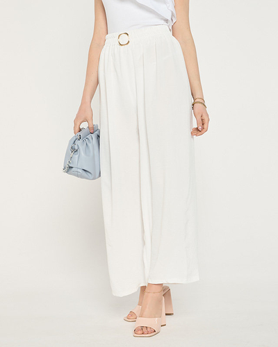 Pantalon palazzo large femme blanc - Vêtements