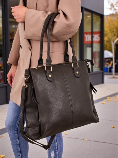 Aurelia Grande – Élégant grand sac écologique pour A4, gris tourterelle