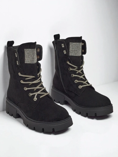 Bottines à lacets en éco-daim pour femmes Tessaro