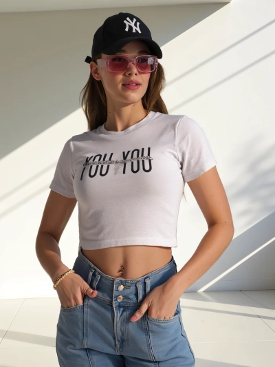 Royalfashion T-shirt court en coton pour femmes avec l'inscription