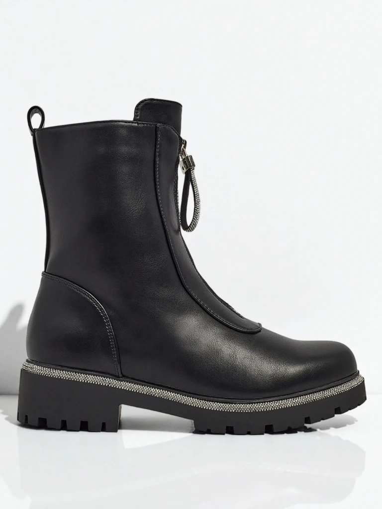 Bottines Luna Noires Élégantes en Cuir pour Femmes pour l'Automne