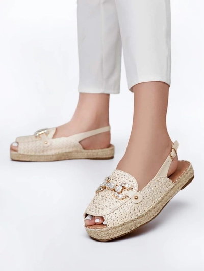 Royalfashion Espadrilles pour femmes à bout ouvert