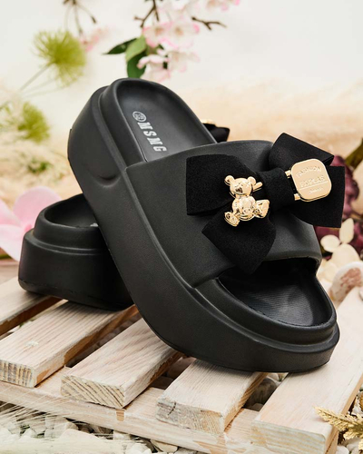 Royalfashion Tongs en caoutchouc pour femme avec nœud décoratif Apis