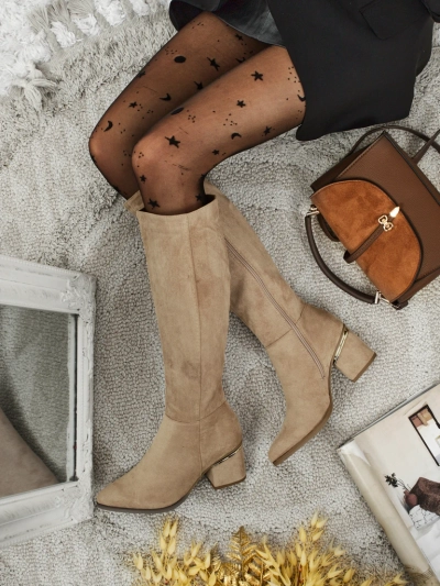 Bottes pour femmes en éco-daim à talons épais Niefio