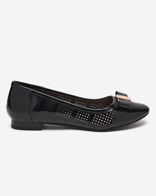 OUTLET Ballerines femme noires ajourées à nœud Rumac - Souliers