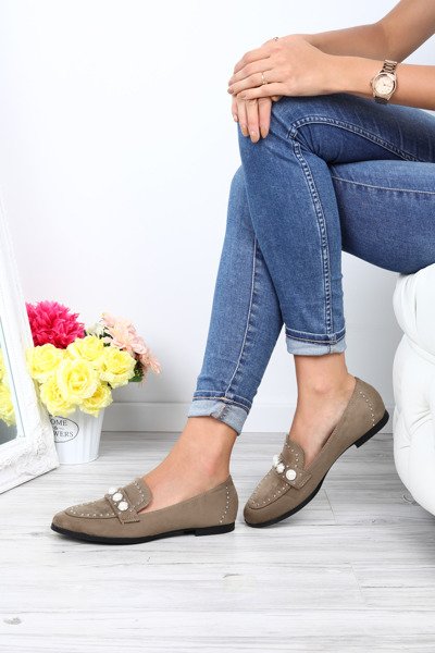 Zielone mokasyny z dżetami Claudino- Obuwie