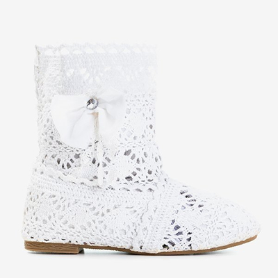 Chaussons bébé en dentelle blanche avec nœud Anita - Footwear