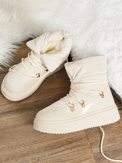 Royalfashion Bottes de neige à enfiler pour femme en couleur crème Dabenda