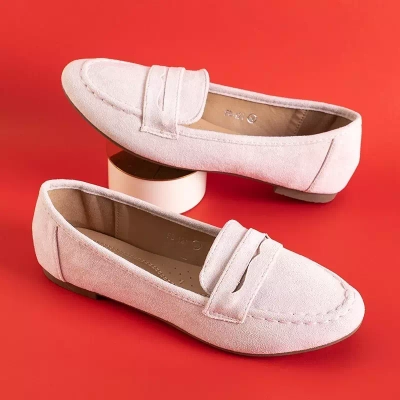 OUTLET Mocassins femme Bondesqa en éco-daim beige - rose - Chaussures