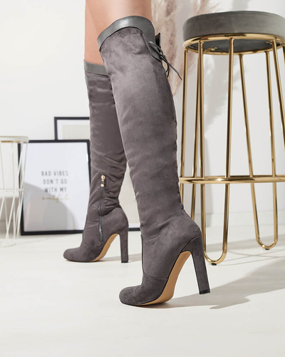 Gris foncé bottes à lacets pour femmes Cenolli- Footwear